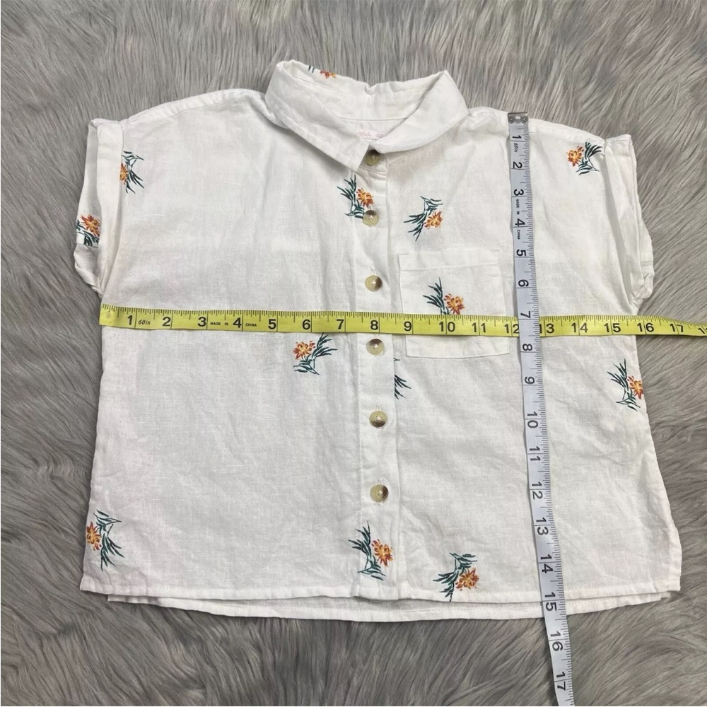 O’Neill Girls Floral Button Up Linen Blend Shirt XXS - Picture 4 of 7